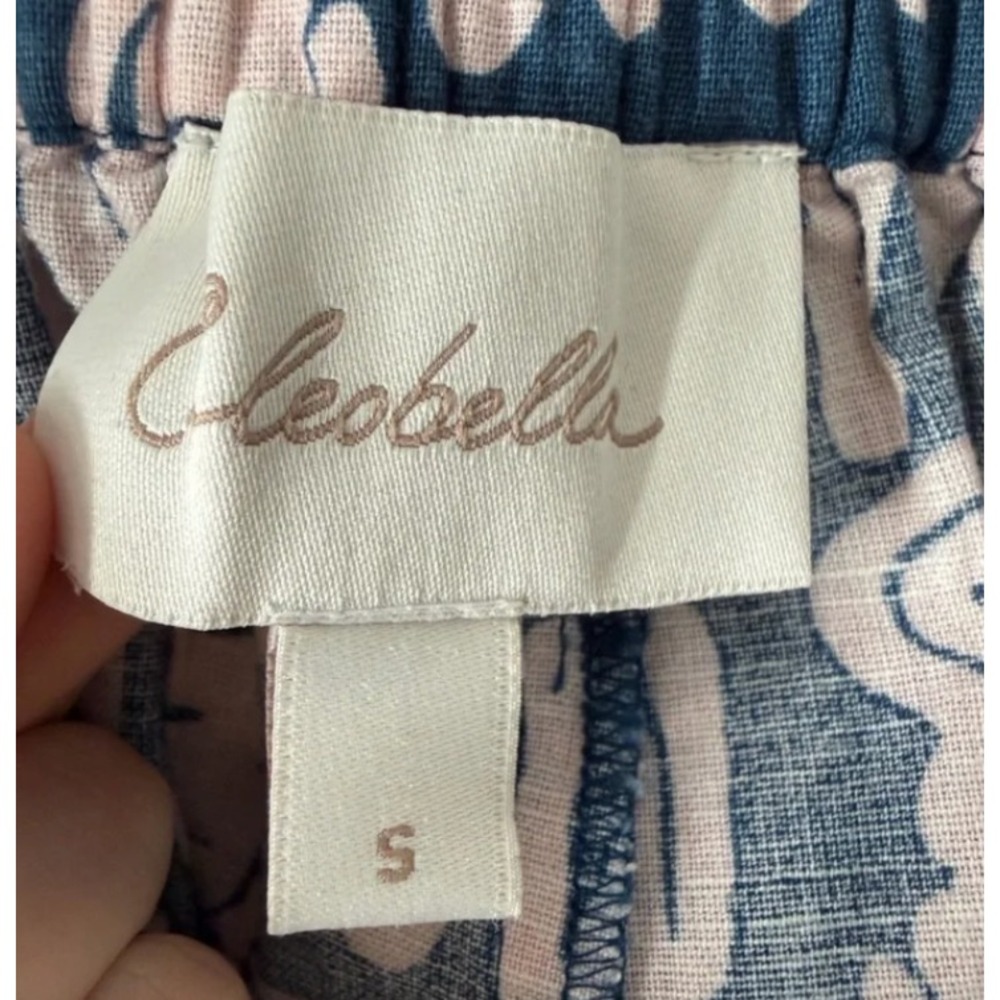CLEOBELLA Kayin Paperbag Pull-On Shorts ISLA BLUE & LIGHT PINK Linen/Cotton SZ S - Picture 5 of 6